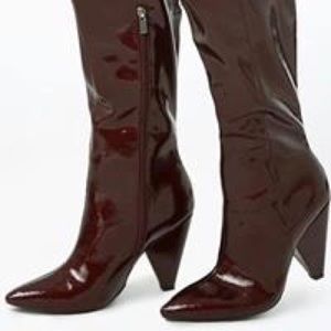 Leather burgundy boots